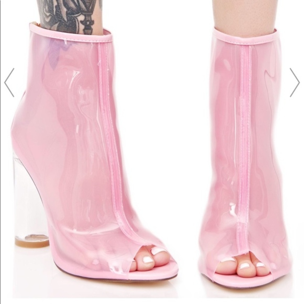 COPY - Dolls Kill Pink PVC Heeled Boots